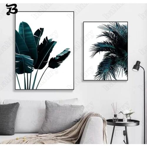 Nordic Canvas Painting Green Plant Leaves Canvas Posters and Prints Palm Tree Leaf Wall Art Pictures for Living Room Wall Decor