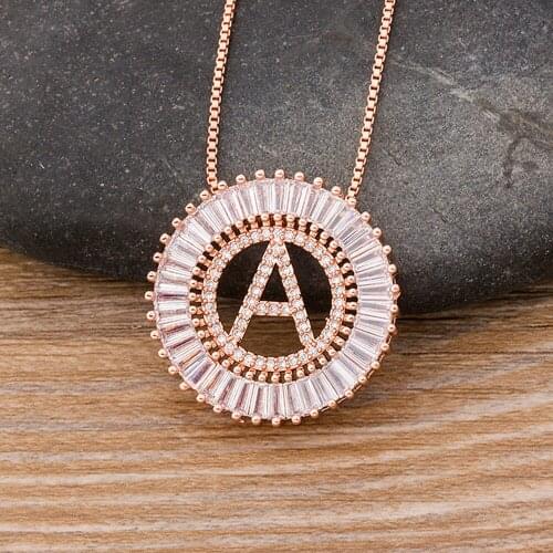 Hot Sale A-Z 26 Initials Pendant Letter Crystal Necklace For Women Men Rose Gold Alphabet Charm Link Chain Dropshipping Jewelry