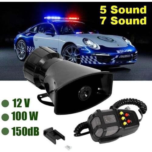 12V 100W Loud 7 Sound Car Electronic Warning Siren Motorcycle Alarm Firemen Ambulance Loudspeaker with MIC PA Speaker System