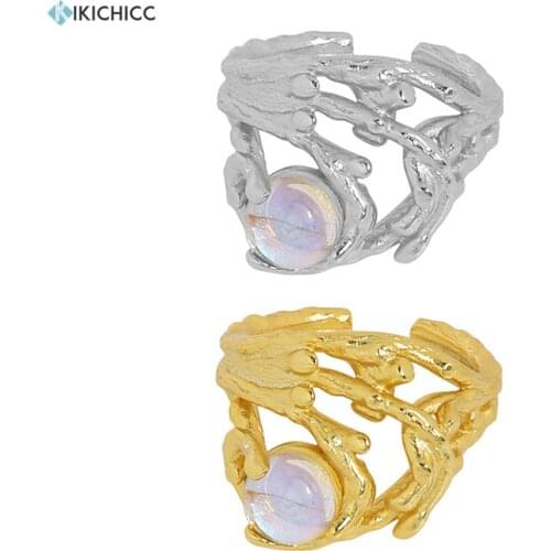 KIKICHICC 925 Sterling Silver Gold Crystal Round Luxury Geometric Irregular Resizable Rings Women Luxury Jewelry 2021 Rock Punk