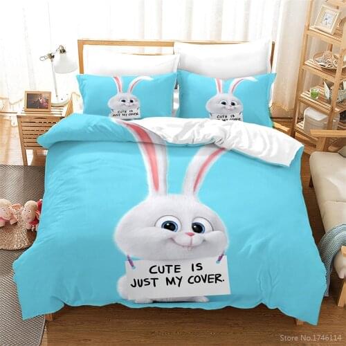 Cute Rabbit Pet Animal Bedding Set Queen King Size Duvet Cover Set Comforter Cover Pillowcase Home Textile for Baby Kids Adults