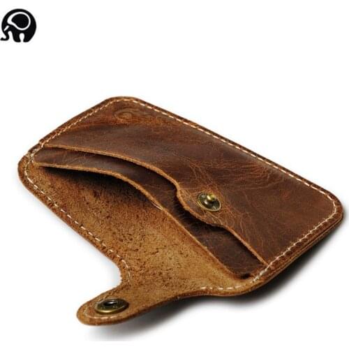 Wholesale Retro Leather Card Wallet Men Business Bank Card Holder Thin Credit Card Case Convenient Small Cards Pack Cash Pocket