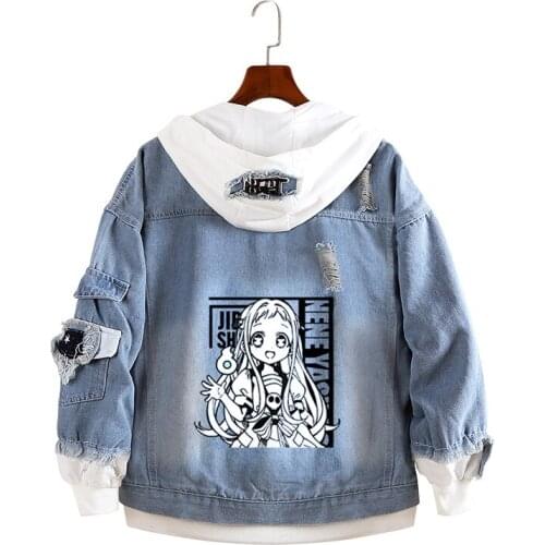 Toilet-Bound Hanako-kun Cowboy Jacket Cosplay Costume Yugi Amane Ripped Hole Jeans Coat Hanako-kun Nene Yashi Hoodie Sweatshirts