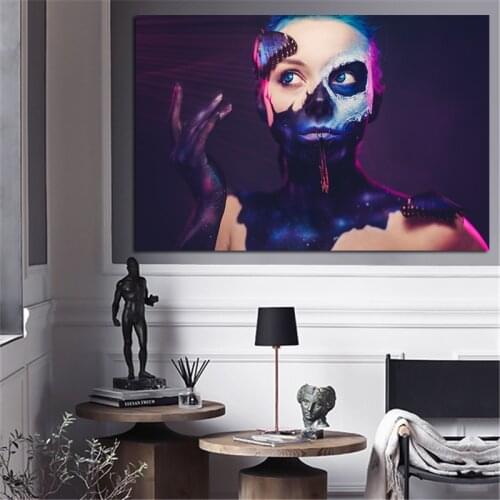 Beautiful Abstract Black Purple Woman Colorful Decorative Painting Wall Art Canvas Painting Poster Modern Print Home Decor