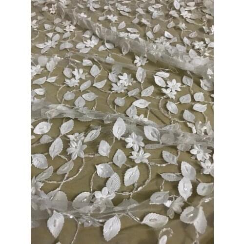 Good looking African Tulle Lace Fabric with beads embroidered African French Lace Fabric S-492 high quality