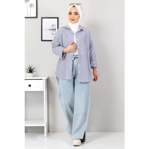 Çizgili Gömlek TSD3315 İndigo