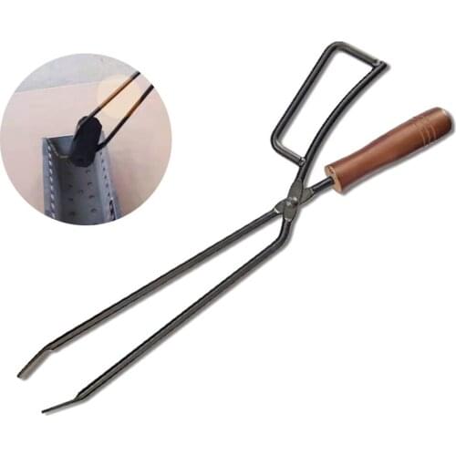 Charcoal Tongs Metal Heat Resistant Firewood Tongs Steel Barbecue Fireplace Tongs Oven Cooking Tong Kitchen Supplies Tool 42CM