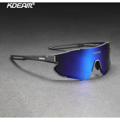 Cool Sports Sunglasses for Men KDEAM Oversized Mirror Polarized Shades Big Frame One Piece Fashion Colorful Goggle With Free Box
