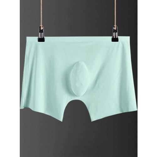 Sexy Man Ice Silk Boxer Shorts Men Seamless Underwear Bulge Pouch Panties Male Home Sleepwear Boxer Briefs Breathable Underpant