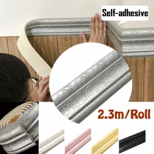 3D Foam Wall Stickers Bedroom Home Decor Embossed Corner Line Self Adhesive Waterproof Baseboard Edge Strip Sticker Living Room