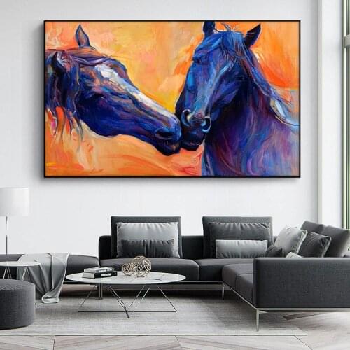 Wall Art Animals Posters And Prints On Canvas Wall Art Abstract Colorful Horses Picture For Living Room Home Decor No Frame