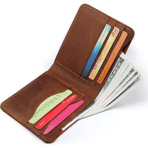 Ruil 2017 New wallet retro casual 100% authentic genuine oil leather crazy horse leather mens short wallet coin dollar purse