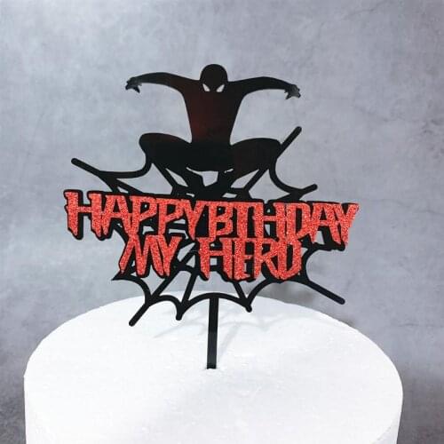 New Happy Birthday My Hero Acrylic Cake Topper Cute Super Hero Acrylic Cupcake Topper For Kids Birthday Party Cake Decorations