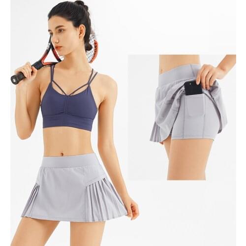 Solid Badminton Skirts Sports Golf Tennis Skirt Fitness Shorts Women Athletic Quick Dry Running Skort Skirt