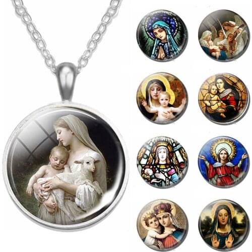 Virgin Mary Necklace Fashionable Men Women Pendant Christian Catholic Religious Belief Jewelry Church Souvenir Christians Gifts