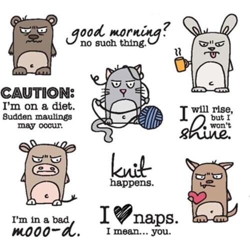 Grouchy Animals Clear Stamps With Metal Cutting dies for DIY Scrapbooking Paper Cards Silicone Transparent Stempels Seal New