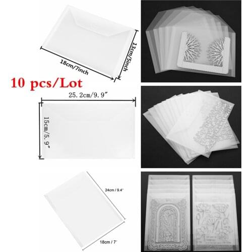 10pcs/Lot 3 Styp Size Store Clear Stamp Cutting Die Plastic Stencil Storage Bags Pockets for DIY Scrapbooking PVC Plastic Sheet