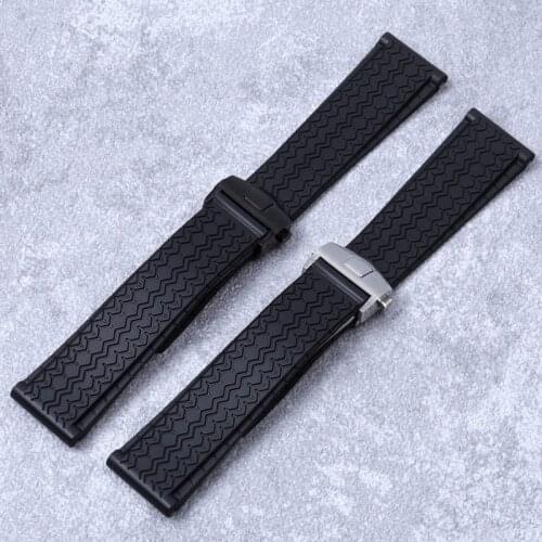 Rubber Black watchband 22mm watch belt For TAG strap CARRER for Heuer band butterfly buckle DRIVE TIMER
