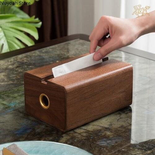 Luxury Wooden Tissue Box Household Living Room Pumping Box Black Walnut Napkin Box Magnetic Cover Restaurant Desktop Decoration