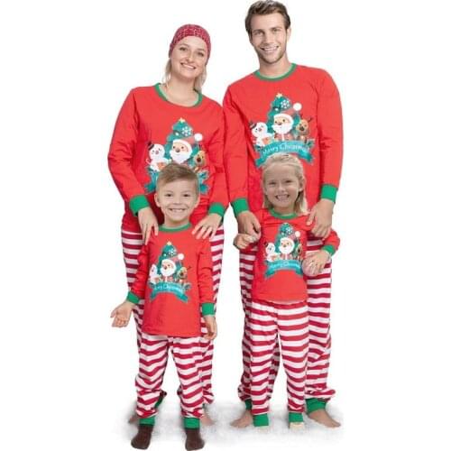 Christmas Pajamas Striped Family Matching Clothes Mommy Dad and Me Outfits Look Snowman Mom Mother Boys Girl Woman Man Sleepwear