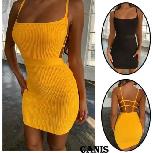 Sexy Women Summer Bodycon Backless Dress Lady Strappy Dress Evening Party Solid Mini Dress Sleeveless Skinny Women Sundress