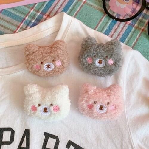 Cute Big soft Fur Bear Brooches Cute Cartoon Brooch Pin Accessories Three-dimensional doll Badge Gifts