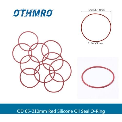 Othmro OD 65-210mm Red Silicone Oil Seal O-Ring Gaskets 3.1mm Thickness Silicon Ring Washer