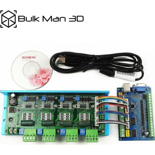 MACH3 USB CNC 5 Axis 100KHz Smooth Stepper Motion Control card breakout board+TB6600 4 Axis 4.5A Stepper Motor Driver board