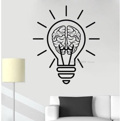 Bulb Idea Brain Motivation Wall Decal Vinyl For Office Room Decor Kids Bedroom Living Room Home Art Removable Poster CN571