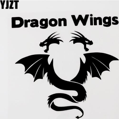 YJZT 15.5CM×15CM Fashion Dragon Wings Vinyl Car Window Sticker Decal Black/Silver 8C-0611