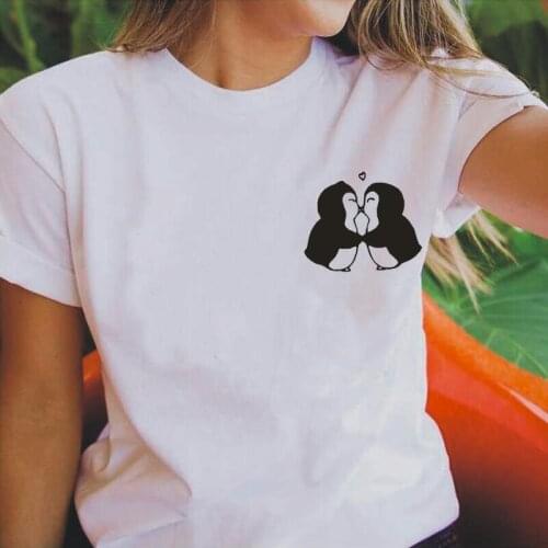 Women T Shirt Kissd Penguin Printed Harajuku Shirt Short Sleeve Tee Shirt Femme Summer Casual T Shirt Women Tops Camisetas Mujer