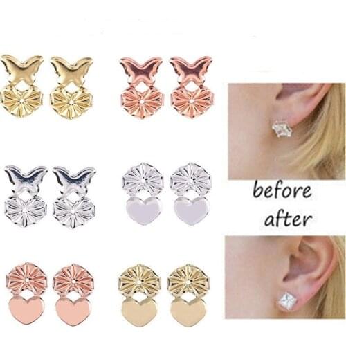 Women Magic Bax Ear Studs Buckle Lift Love Heart Stud Back Earring Lifters Jewelry Adjustable Earring Lifts Earlobe Accessories