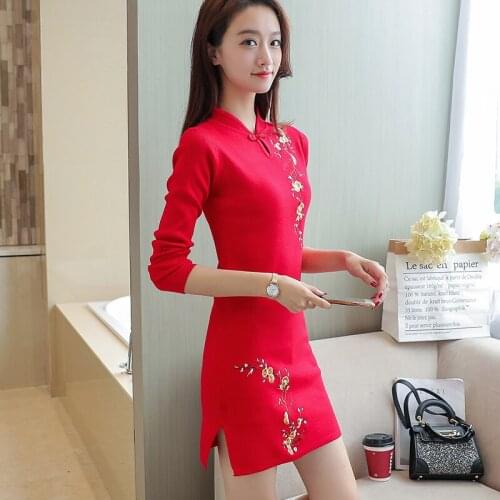 2019 Sweater Women Jumper New Mandarin Collar Cultivate Morality Sets Women Dress In Long Sleeve Render Unlined Upper Garment