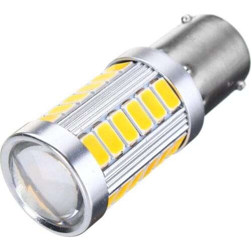 1pcs 1156 BAU15S PY21W Yellow LED Bulbs 33 5730 SMD Side Marker Reverse Light Dome Brake Tail Lamp Yellow For DC 12V