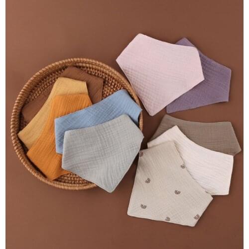 1 Pc Baby Infant Cotton Bibs Newborn Solid Color Triangle Scarf Feeding Saliva Towel Bandana Burp Cloth Boys Girls Shower Gifts