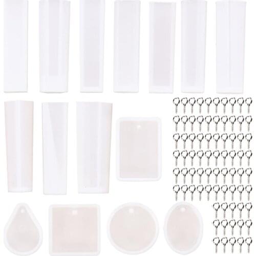 115Pcs Jewelry Pendant Making Tools Set DIY Geometric Silicone Molds Screw Eye Pins Necklace Charm Pendant Casting