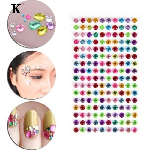160Pcs/sheet Diy Decal Art Crystal Diamond Bling Rhinestone Self Adhesive Stickers for Phone Case Makeup Face Decoration