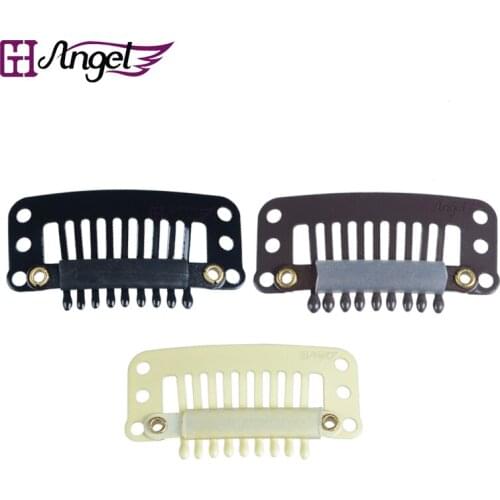 Angels 500pcs 9-Teeth Hair Extension Metal Snap Clip with Silicone Back for Skin Weft Hairpieces 3 Colors Optional