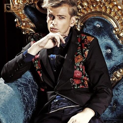 Free Shipping New fashion male mens long sleeved slim casual courts autumn suit jacket slim single west 13027 on sale Fanzhuan