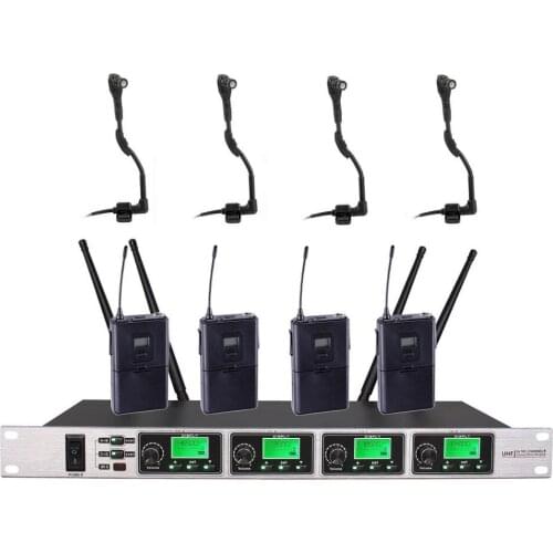 Bolymic Professional UHF wireless microphone system 4 Channels Instrument Microphone for Saxphone for school meeting