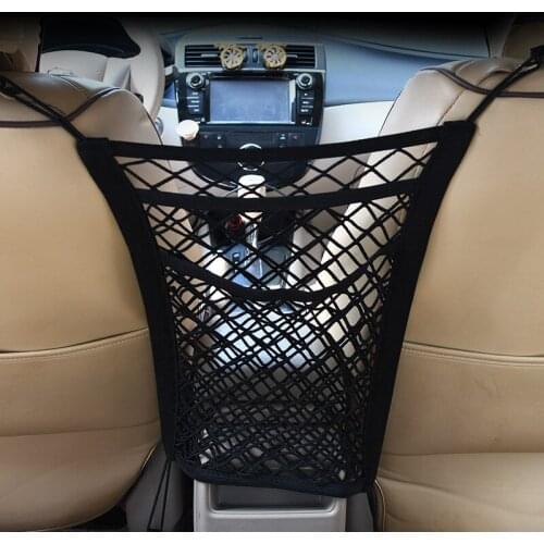 Black Car Organizer Storage Seat Back Elastic Car Mesh Net Bag Elastic String Net Auto Between Bag Luggage Holder Pocket