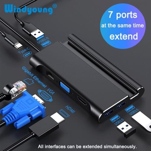 Type c Docking station hdmi USB 3.0 HDMI VGA RJ45 PD USB Hub for Laptop Macbook Pro HP Surface DELL Lenovo Samsung dex station