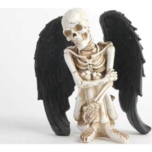 The Skeleton Man Angel Figurine Fake Skull Halloween Skulls Decoratvie Skull Decorations Home Décordecorative Resin Figures