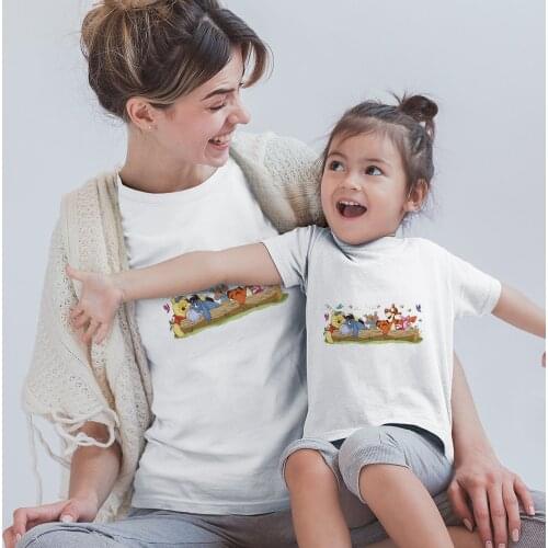 Pop Kawaii Winnie the Pooh T Shirt Family Clothes Kangaroo Roo Piglet Tigger Eeyore Graphic Anime Tshirt Children Top Tee