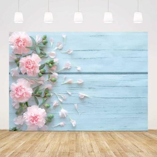 Blue wood floor backdrop for photography pink floral background for photo studio rose flowers backgrounds newborn photographic