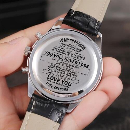 Customized Watch Engrave Your Personalized Logo On The Back relogio masculino With GrandsonGifts
