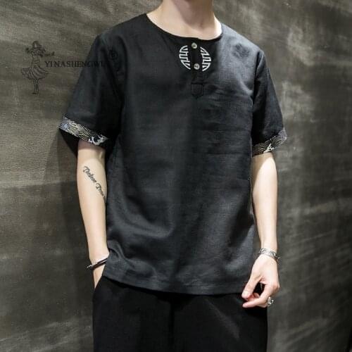 Summer Kimono Men Japanese Style Harajuku Yukata T-shirts Japan Embroidery Short-Sleeved Shirts Men Tops Trouser Asian Costumes