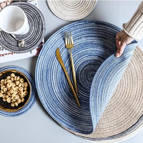 Hot Pad Placemats Round Woven Placemats Crochet Doily Heat Resistant Kitchen Anti-skid Table Mat Stand for Mugs