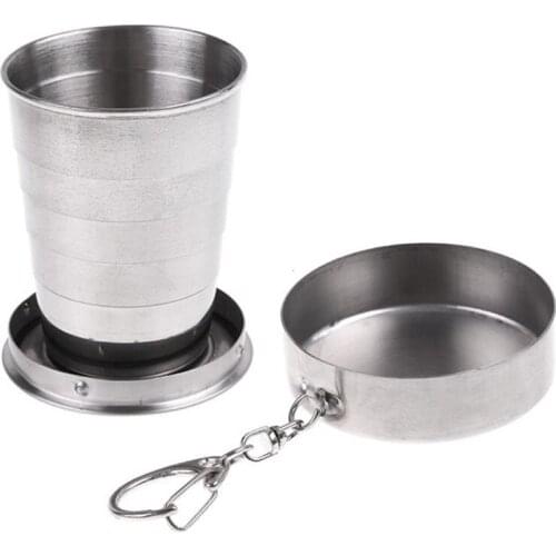 Outdoor Travel Camping Small Stainless Steel Folding Cup Mini Cup Six-section Telescopic Cup Portable Water Cup With Buckle