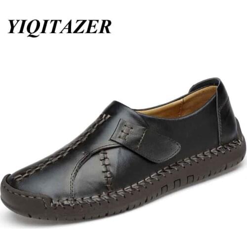 YIQITAZER 2018 High Quality Slip-on Casual Men Leather Shoes,Non-Slip Rubber Soles Fashion Leather Business Man Shoes Black